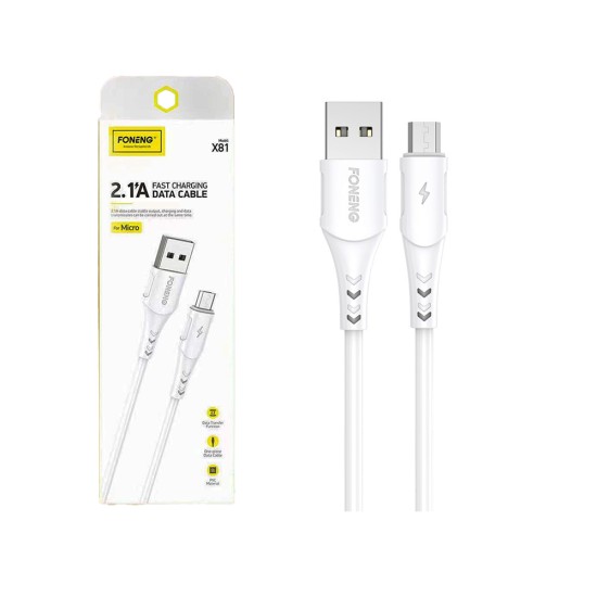 Cabo de dados Micro Foneng X81 2.1A 1m Branco